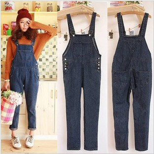 Free Shipping 2013 ladies jeans rompers casual streetwear dark blue jeans pants full length fashion pants size S-L