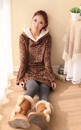 Free Shipping  2013 ladies simple fashion leopard warm dress 4091