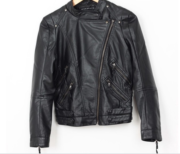 Free Shipping 2013 latest spring and summer Jackets Women Leather Faux Leather Jacket Coat Leather Motorcycle Black PU Jacket