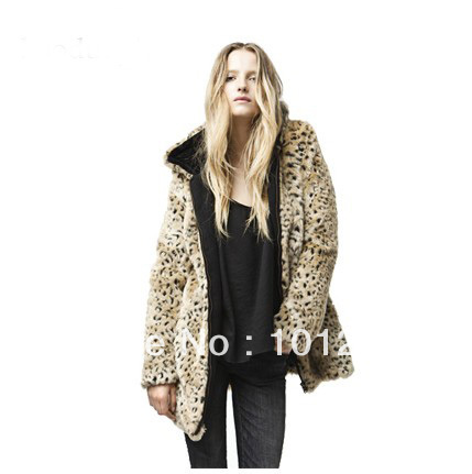 Free shipping 2013 leopard print jacket leopard print fur coat wool coat fashion outerwear