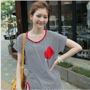 Free Shipping 2013 maternity clothing small pocket gentlewomen stripe top maternity t-shirt summer hot-selling 3b