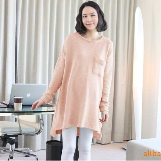 Free shipping 2013 new arrival big size pregnant womens sweater casual loose long design maternity wear pullover knitwear