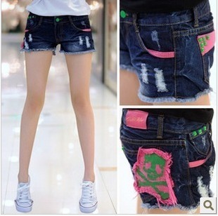 free shipping 2013 new arrival fashion slim women's denim shorts patchwork jeans shorts women Low waist