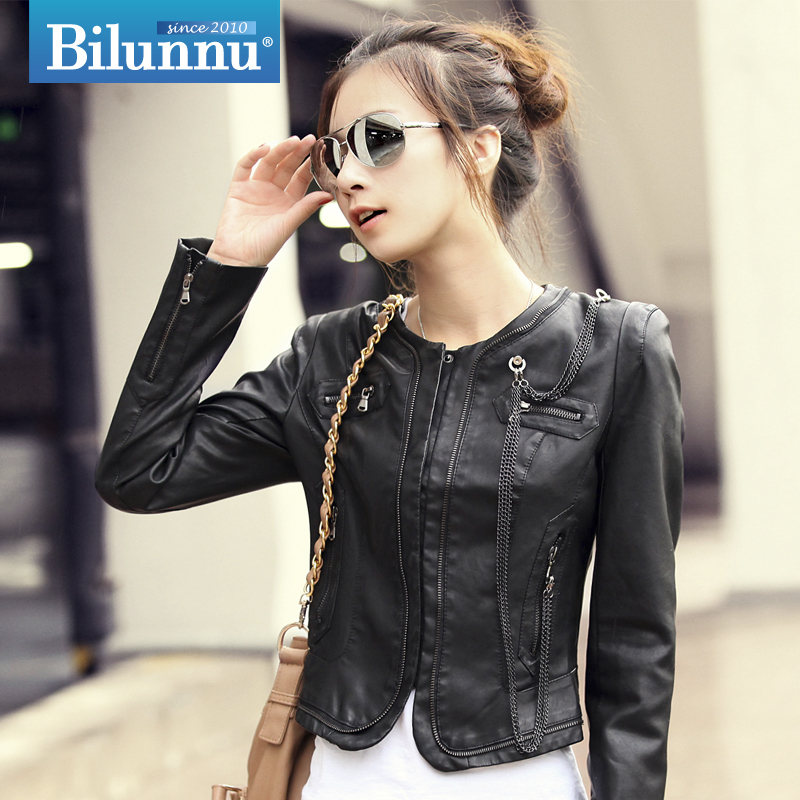 Free shipping 2013  new arrival slim design short outerwear female PU jacket women's ol leather motorcycle clothing female 1208