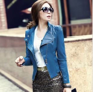 Free shipping 2013 New Arrival Spring Fashion Female Outerwear Turndown Collar PU Leather Coat