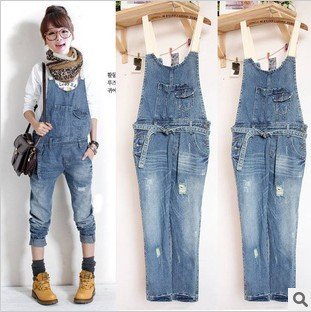 Free Shipping 2013 new arrival womens fashion jeans cool straight long rompers jeans pants hot sale size M L XL