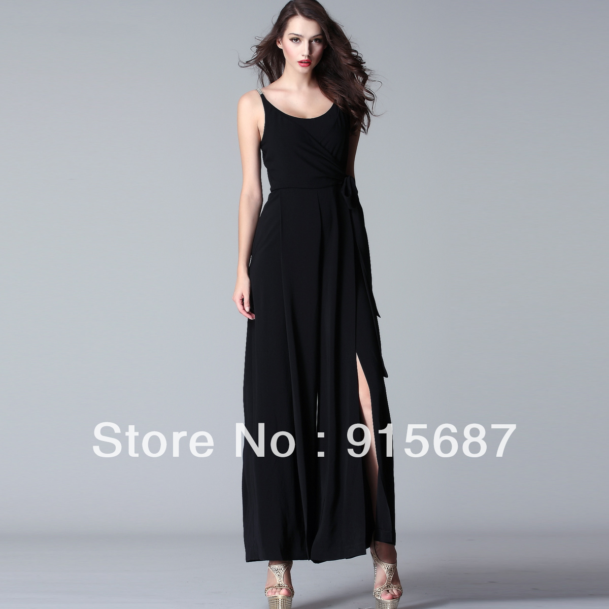 Free shipping 2013 new arrive  Cheongsam-style luxury diamond style long side slit the vertical texture Siamese pants Q