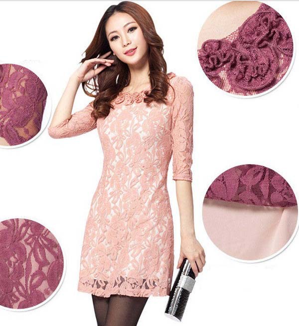 Free shipping,2013 new arrivel,spring and autumn women dress,fashion dress,large size lace dress,hollow out dress