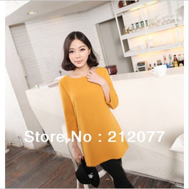 free shipping 2013 new autumn and winter Solid color sleeve ladies wild dress 5 color NB09-8089