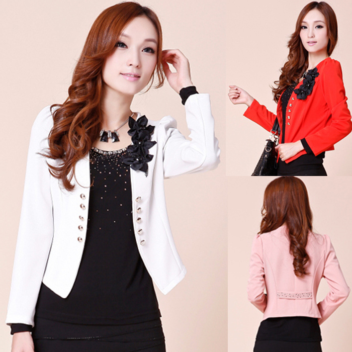 Free Shipping  2013 New Big size  fresh sweet candy  Button Women  jacket , Short Blazers for Ladies L  XL XXL XXXL 4xl