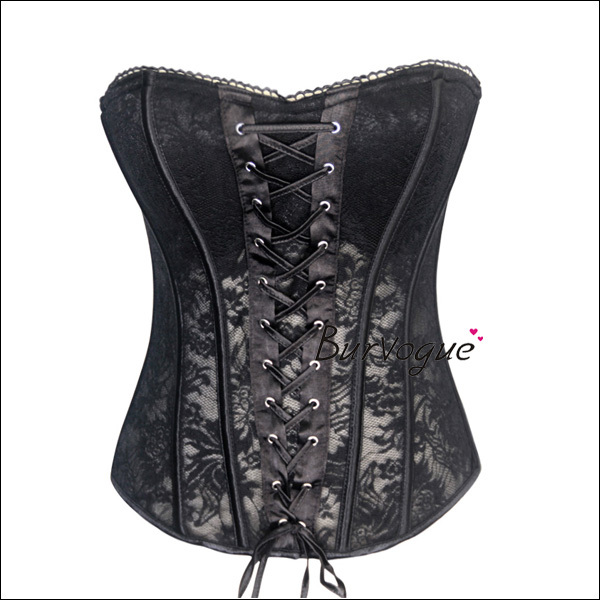 Free shipping 2013 New black lace corset and bustier sexy women see through corset top