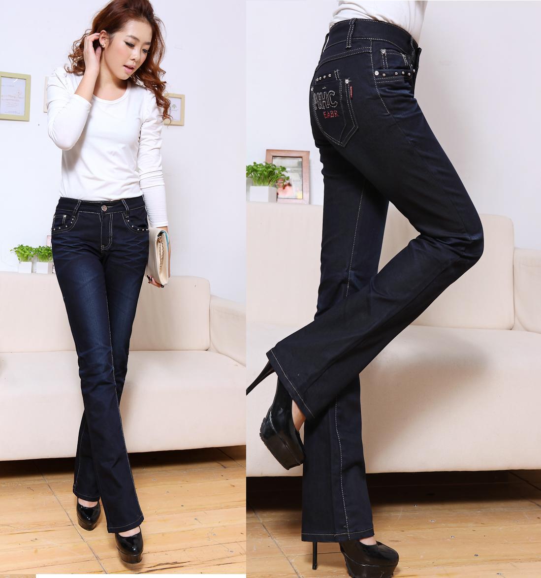 Free shipping 2013 new casual boot cut flared jeans denim women, slim&elegant, size 27 to 32