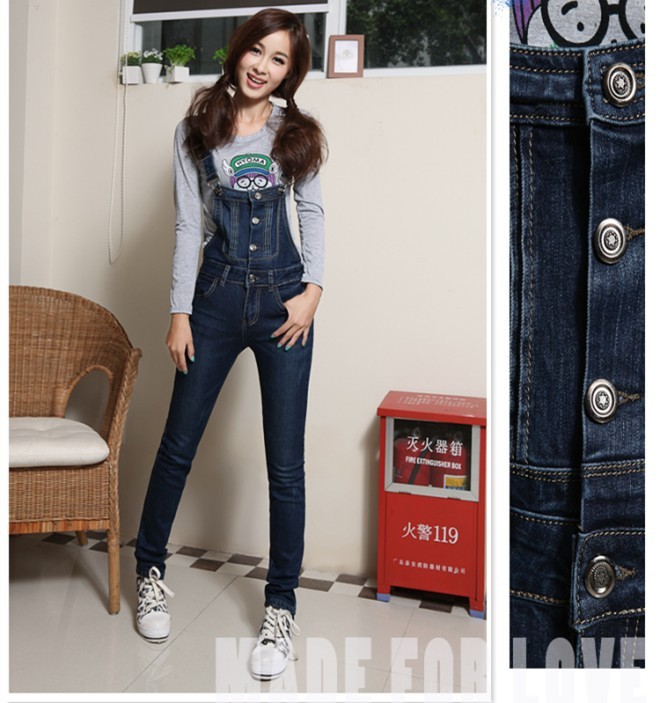 Free shipping 2013 new denim overalls women sling the jeans loose lovely big yards harness Siamese pants-G285