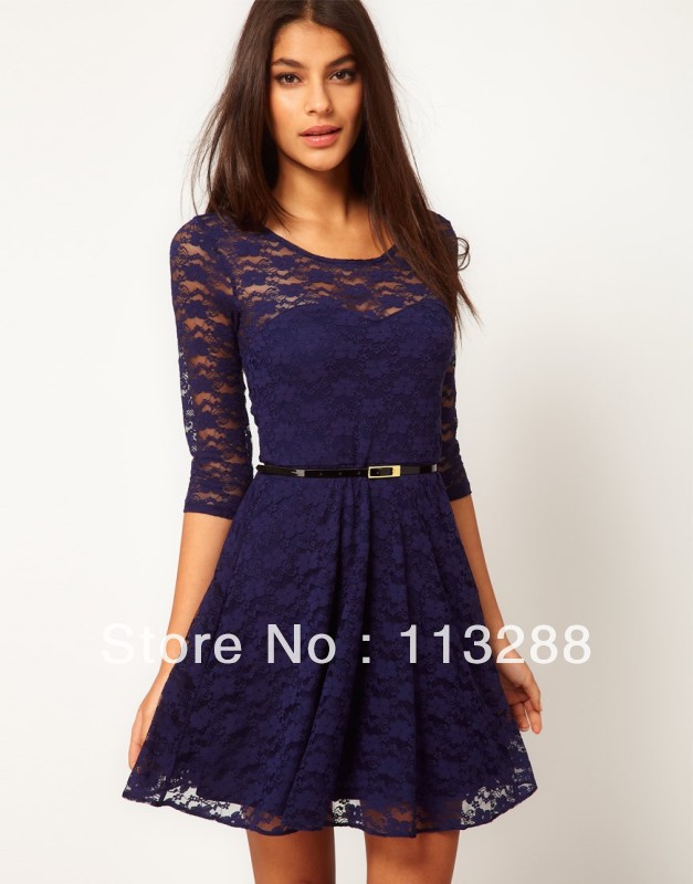 Free shipping 2013 new dress mini dress fashion brief High quality casual dress lace