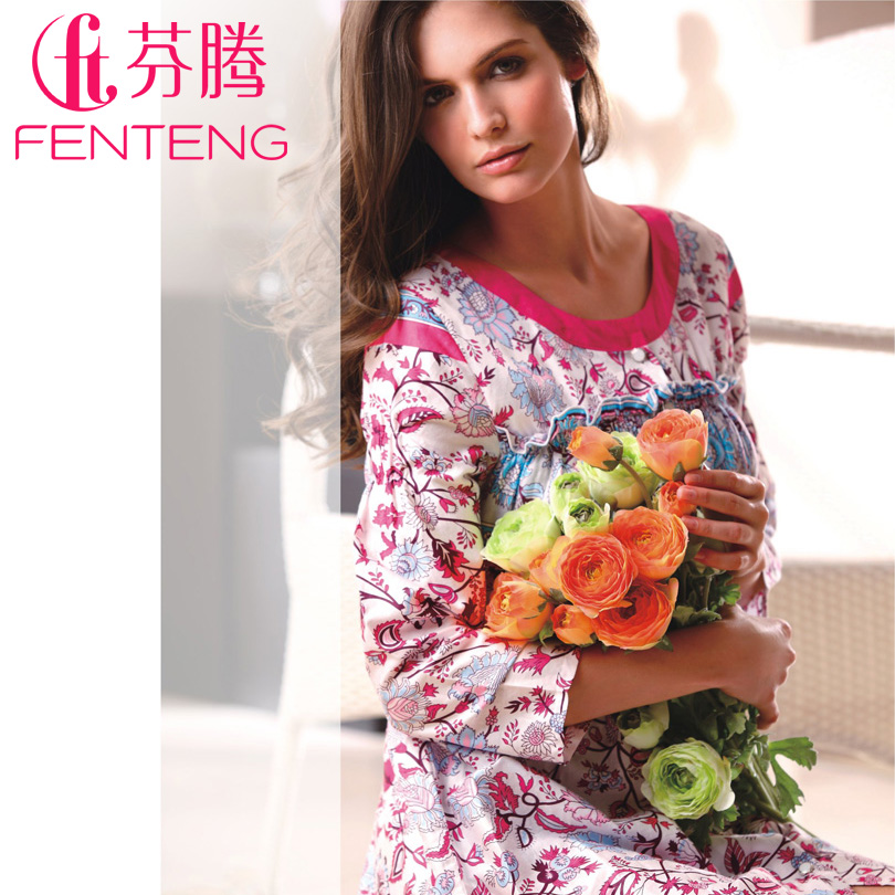 free shipping 2013 new fashion sexy Sleepwear lounge spring and summer casual women's fashion knitted 100% cotton nightgown 2140