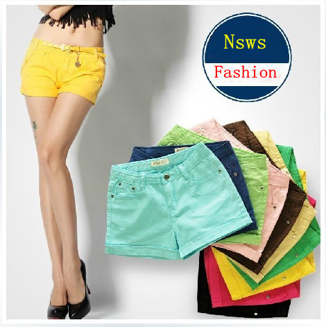 Free shipping 2013 new fashion shorts, candy-colored casual denim hot pants.