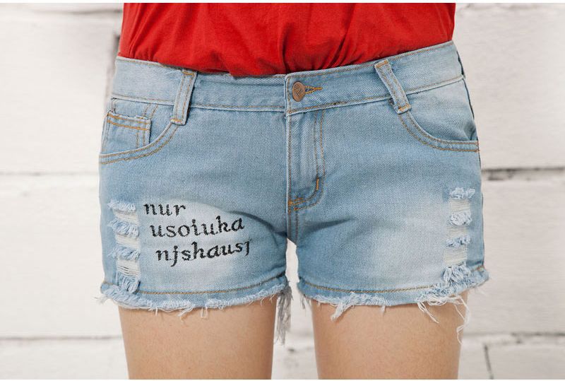 Free shipping 2013 new Fashion Trend Letters of the alphabet hole Woman's Denim shorts