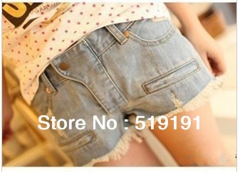 Free Shipping 2013 New Fashion  Vintage Casual Women's Short Jeans Short Pants Trousers /S M L