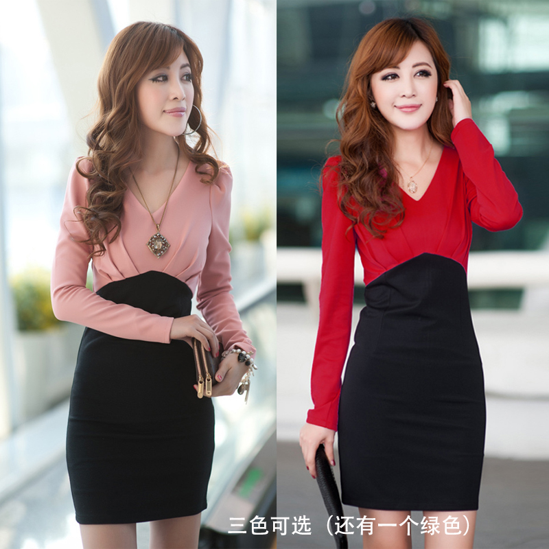 Free shipping 2013 new fashion women Autumn and winter long-sleeve dress sexy ol elegant slim hip slim one-piece dress female