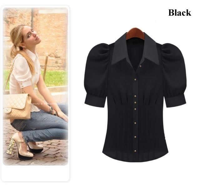 Free shipping 2013 new fashion women chiffon shirt short sleeve blouse lady summer dress OL style tops