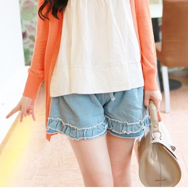 Free shipping 2013 new fashion women lady laciness cute elastic jeans shorts s1391