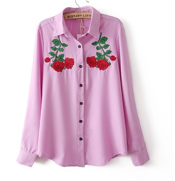 Free Shipping 2013 New Fashion Womens Cotton Casual Rose Printing Shirt Ladies Vntage Tee Shirts Women Cute Loose Blouse Tops