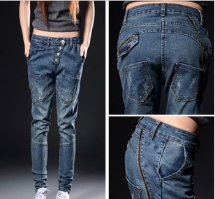 Free shipping 2013 New Personality Blue Jeans Female Slim Fashion Harlan tide Trousers 5501