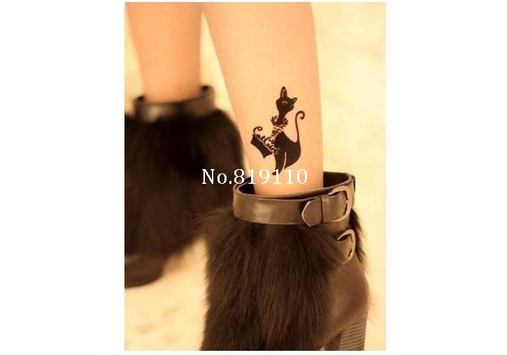 Free shipping, 2013 new sexy cat hotsell fake tattoo Japanese female legs "participants in pantyhose socks thin tights