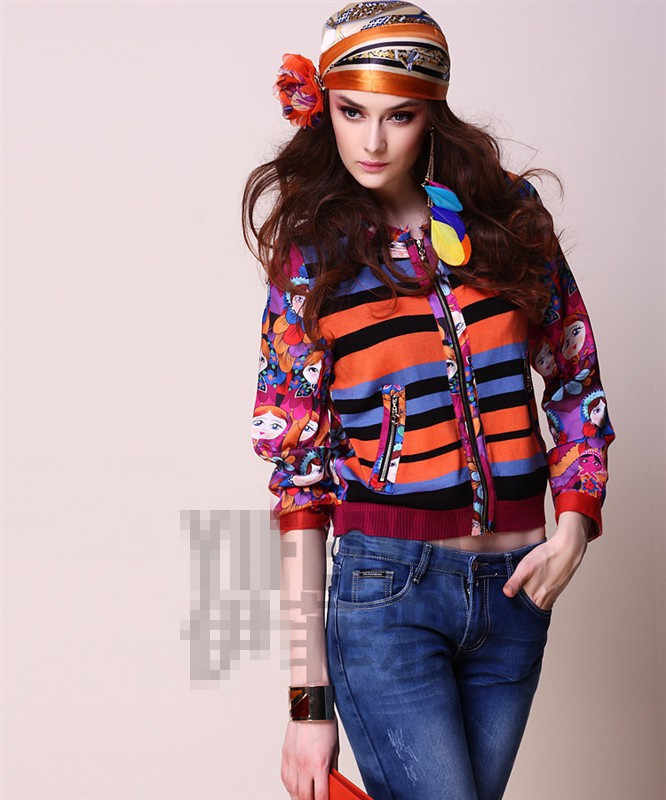 Free shipping 2013 new spring jacket Women's Jackets striped patchwork coats for woman