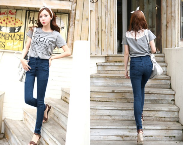 Free Shipping 2013 new spring Korean Stretch Slim was lanky waist pencil pants jeans feet pants lady's fashion trousers NZ271