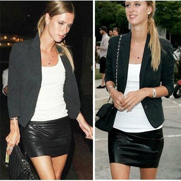 Free Shipping 2013 New Spring PU Leather Sheath Sexy Clubwear Woman Skinny Tight Skirt  Black