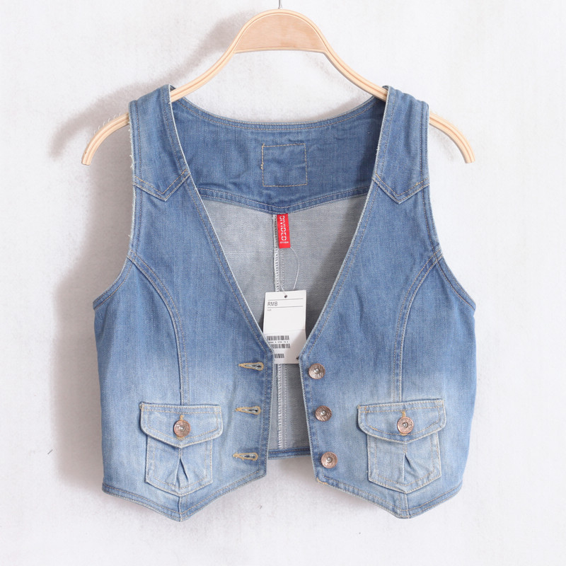 free shipping 2013 New Spring women fashion denim vest Casual Washed jeans Sleeveness Coat  Popular in Europe and United States