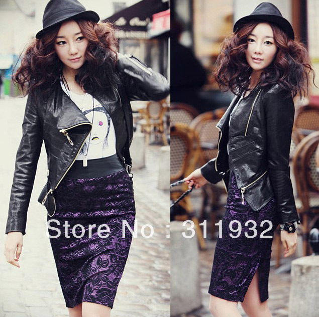 Free shipping 2013 New Spring Womens Fur clothing Korea Leather Jacket Short Coat Outerwear