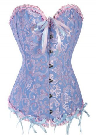 Free shipping 2013 new style Blue Glamourous Jacquard Floral Overbust Boning Corset