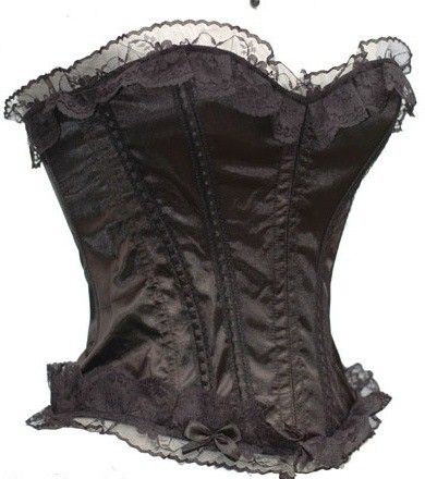 Free shipping 2013 new style  Elegant Satin Overbust Corset with Stretch Lace