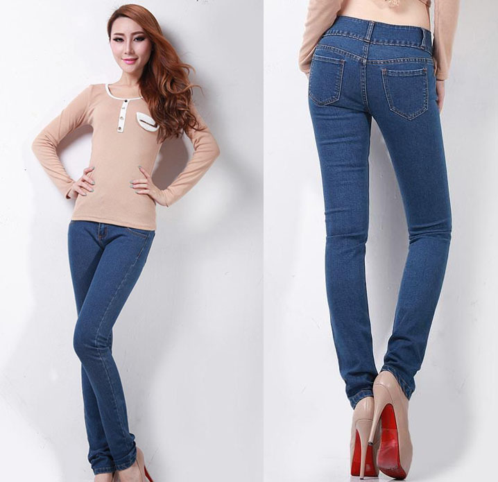 Free shipping 2013 new style fashion denim jeans for women female new arrival Dark Blue elastic OL outfit slim skinny jeans