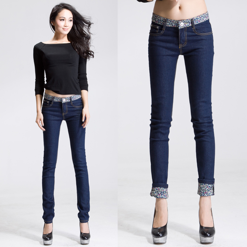 Free shipping 2013 new style fashion denim jeans for women skinny pants roll up hem pencil pants female trousers hot sale