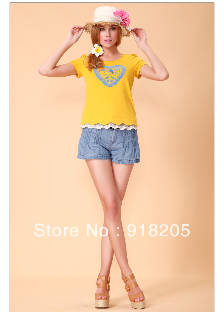 free shipping  2013 new style fashion fold edge solid quality goods ochirly brand women's shorts