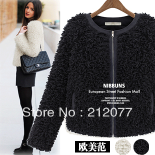 free shipping 2013 new style fashion  thermal short design plush fur   wadded jacket  outerwear female