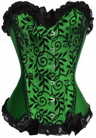 Free shipping 2013 new style Green Emerald Vines Burlesque Corset