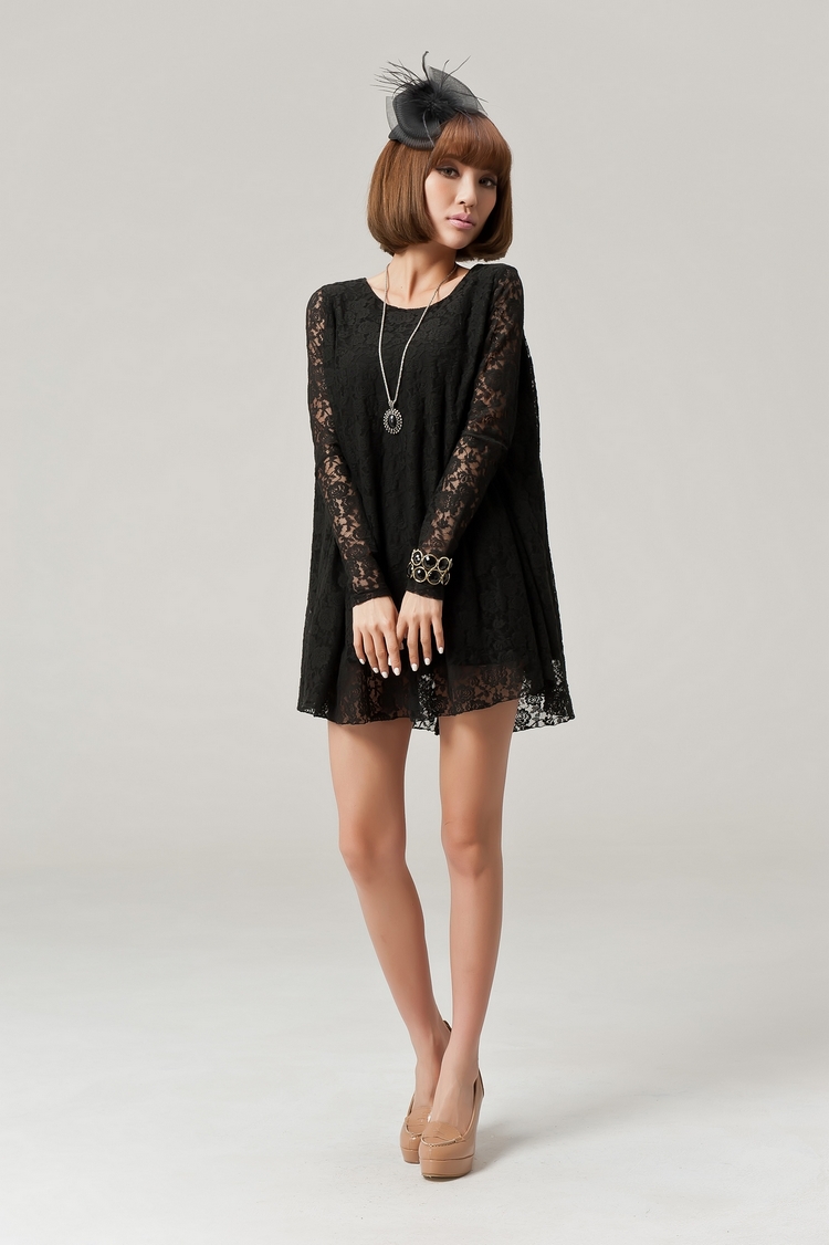 Free shipping 2013 new style lace dress sexy dresses long sleeve top quality women dress big size women clothing