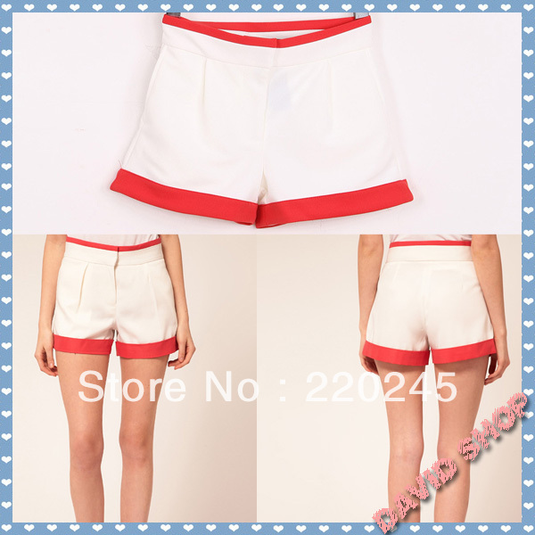 Free Shipping !2013 New Style Ladies' HOT Shorts White Shorts And Boots Pants Mixed Colors Shorts Pants,Size: S, L,Color: White