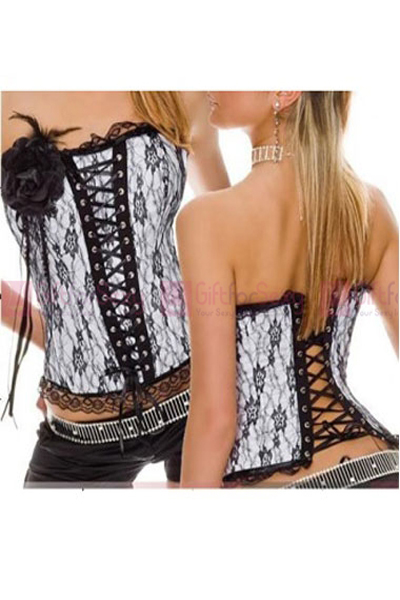 Free shipping 2013 new style Personality White Lace Trim Slimming Corset with Criss Cross Lace Up Design