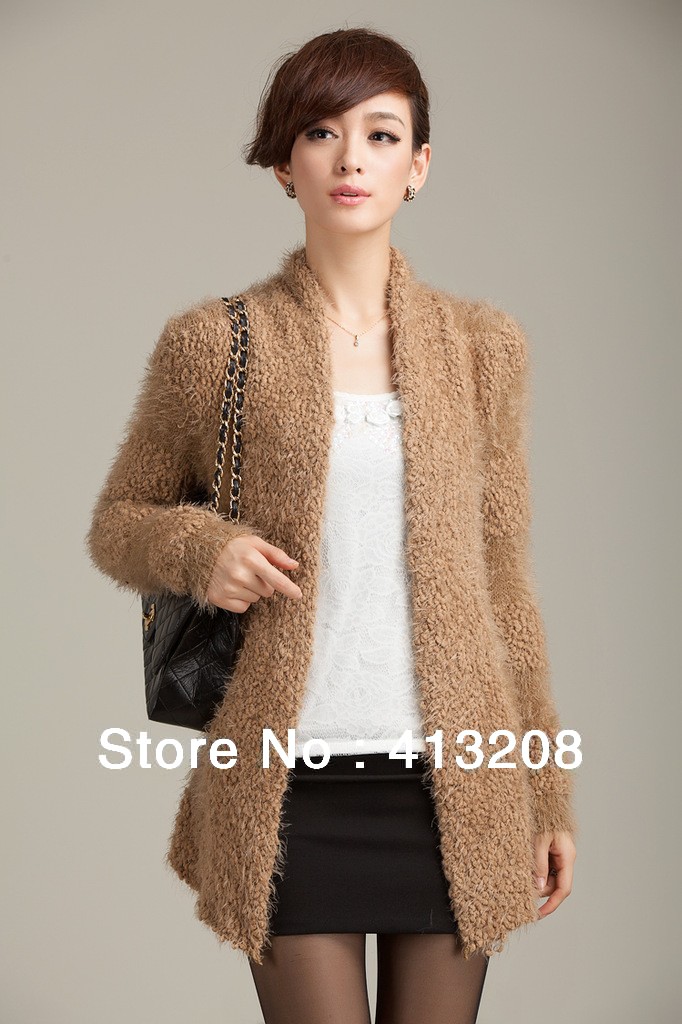 Free Shipping 2013 new style wool&cotton plush fiber ladies' jacket Temperament Cardigans women's sweater outwear wholesale