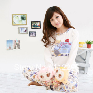 Free shipping 2013 New white women's pajamas autumn/winter long-sleeve 100% cotton fashion sleepwear lounge set