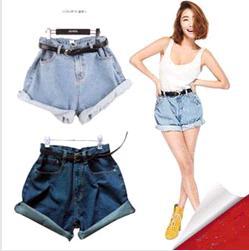 Free shipping,2013 new women Korean stylenanda gradient loose curling high waist denim shorts hot pants25