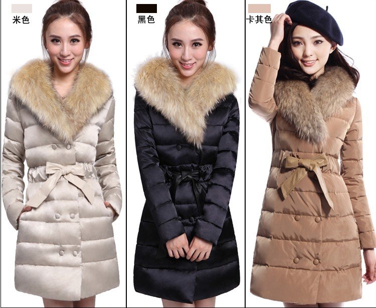 Free shipping 2013 new women Racoon Fur collar coat down jacket