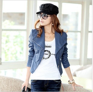 Free shipping 2013 New Womens Leather jacket  PU leather Motorcycle jacket clothing turn-down collar Coat