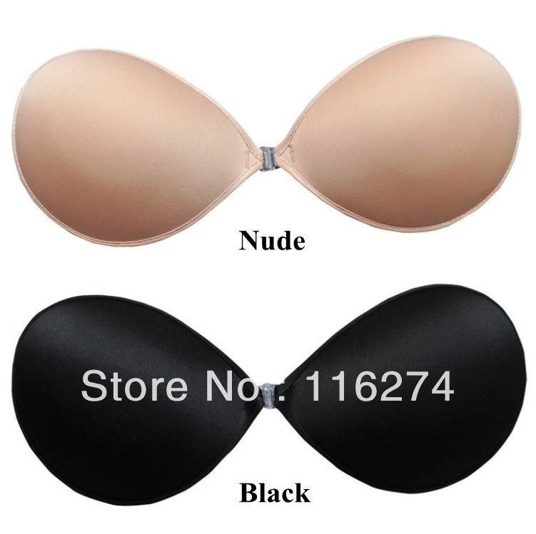 Free Shipping 2013 Nude Black Strapless Backless Invisible Self-Adhesive Silicone Breast Bra Pad 4 Cup