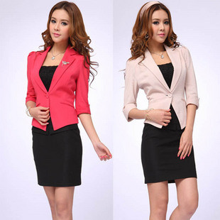 Free shipping 2013 ol work wear women's set formal blazer work wear skirt black